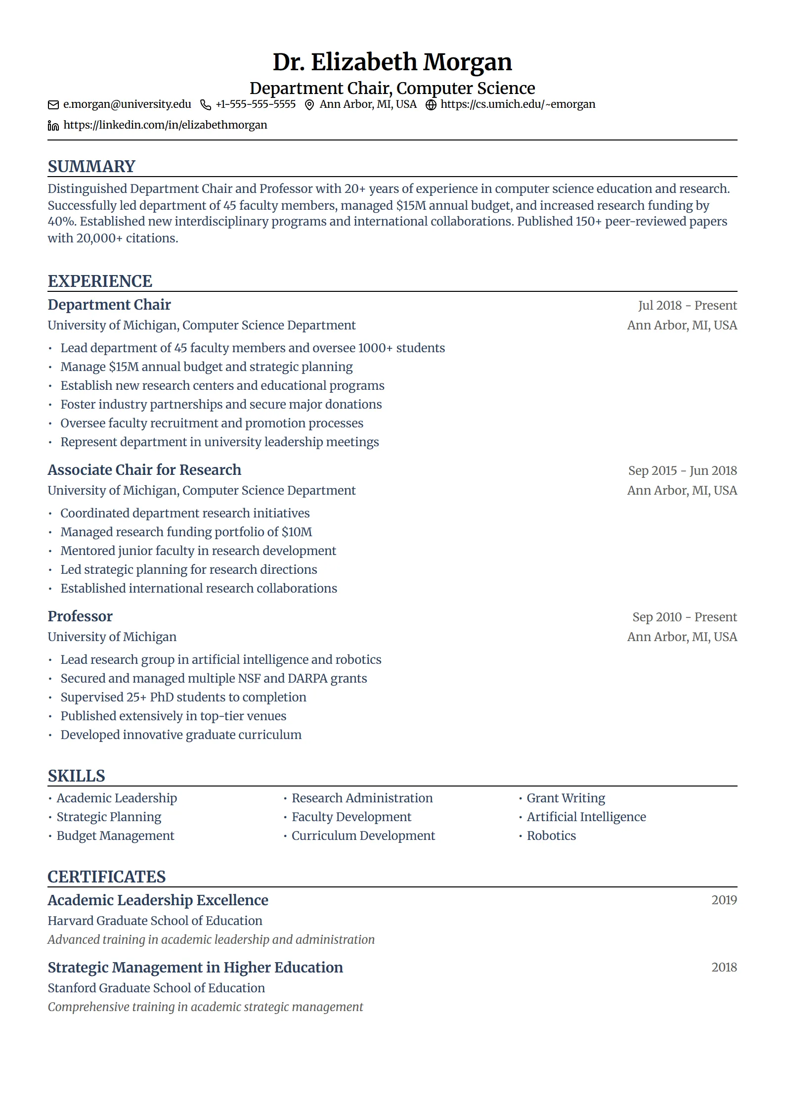 Laurel — Best for Academic Department Chair template preview