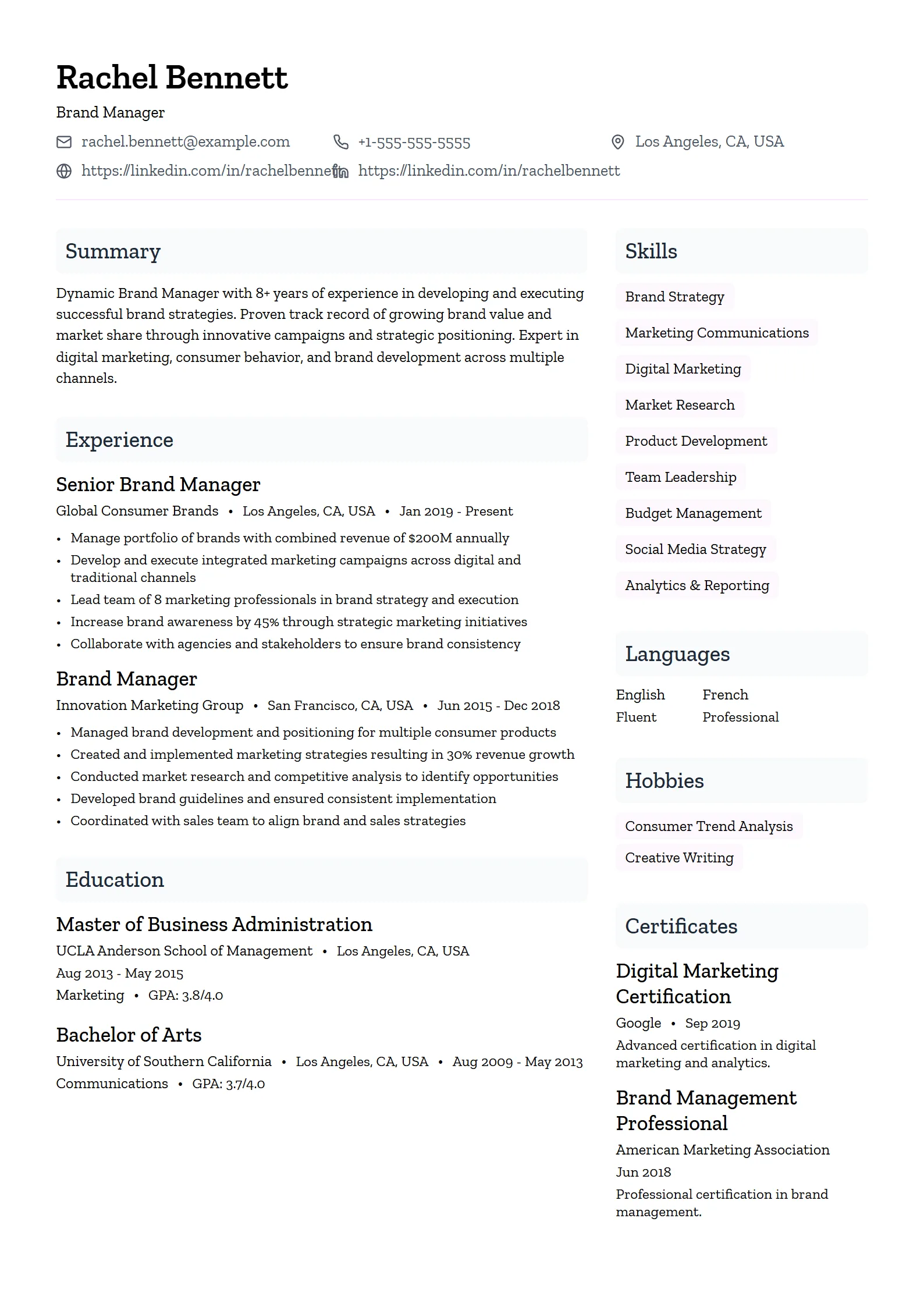 Sterling — Best for Brand Manager template preview