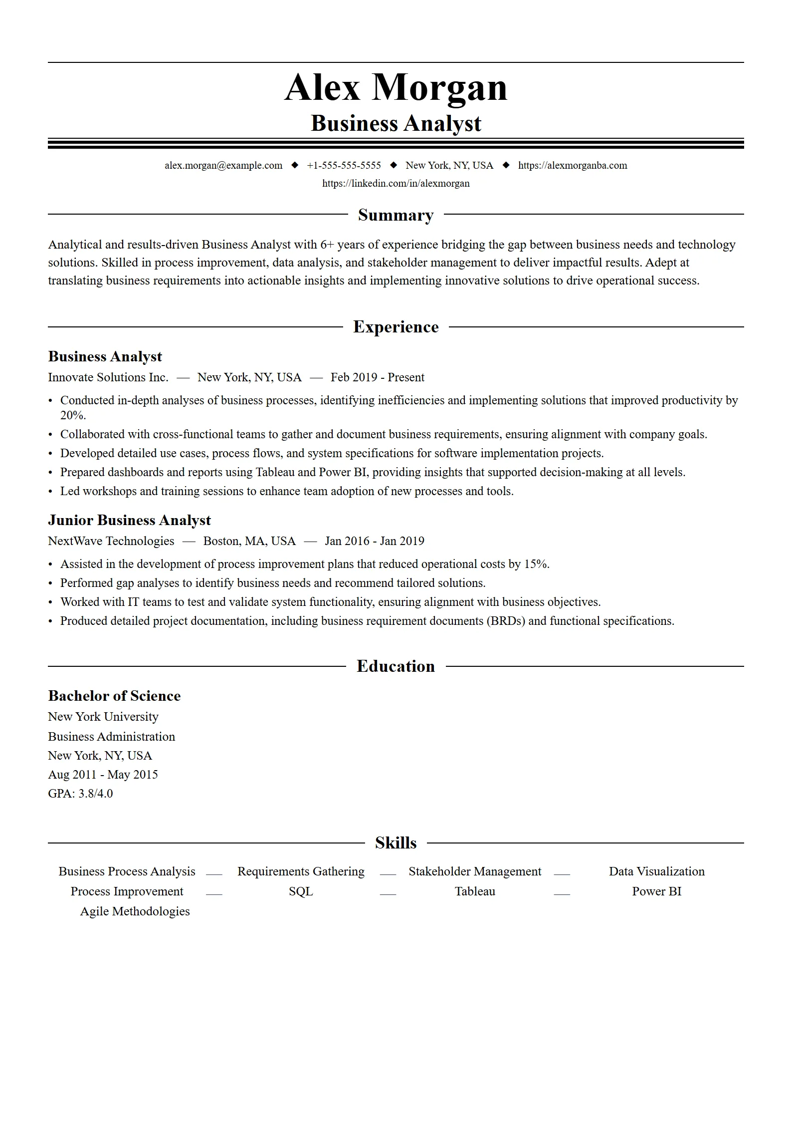 Heritage — Best for Business Analyst template preview