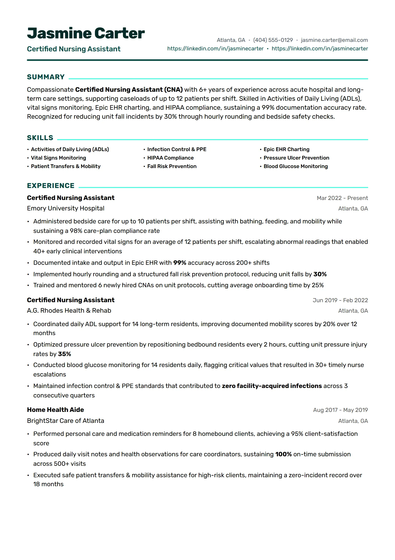 Seafoam — Best for Certified Nursing Assistant template preview
