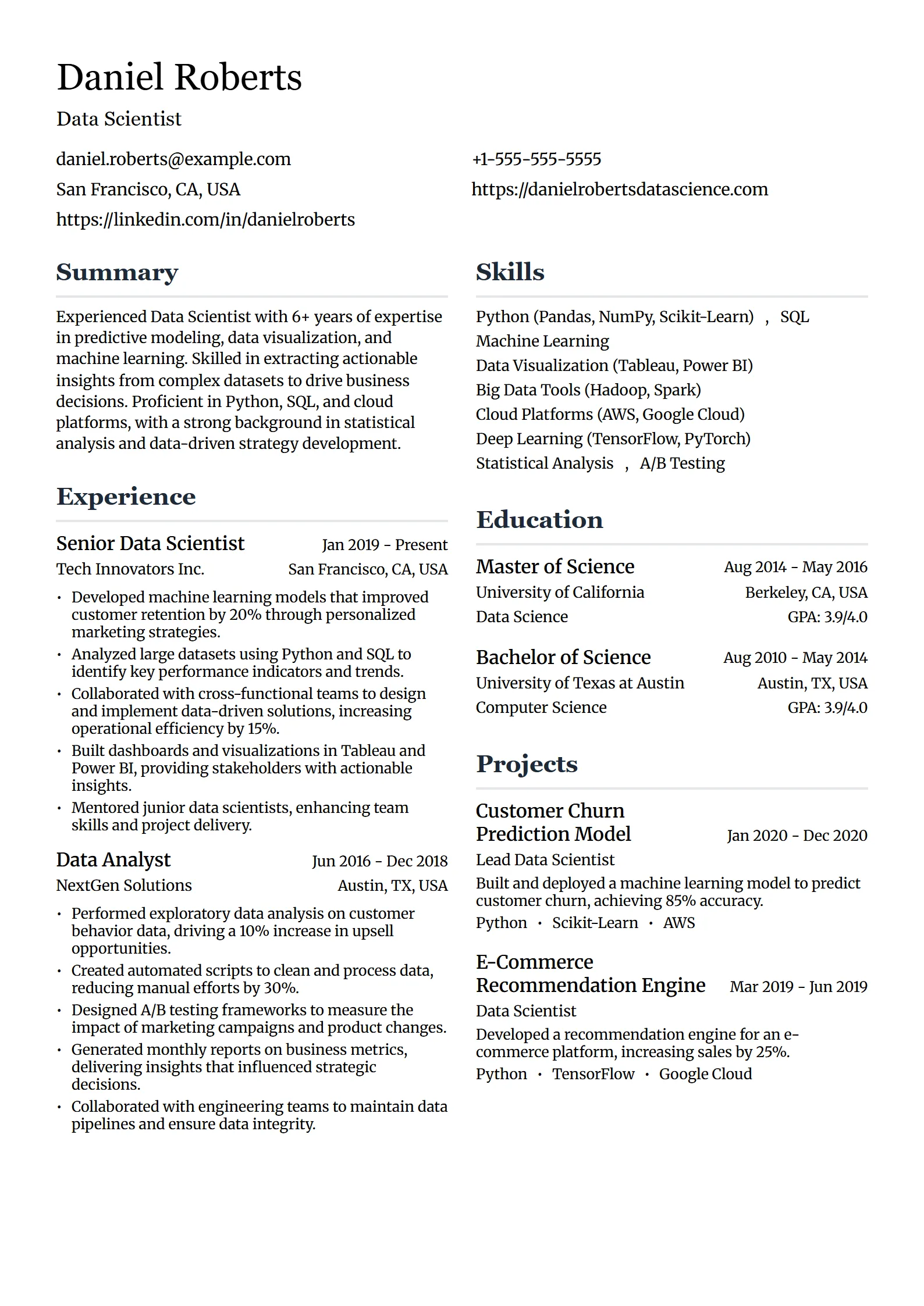 Scholar — Best for Data Scientist template preview
