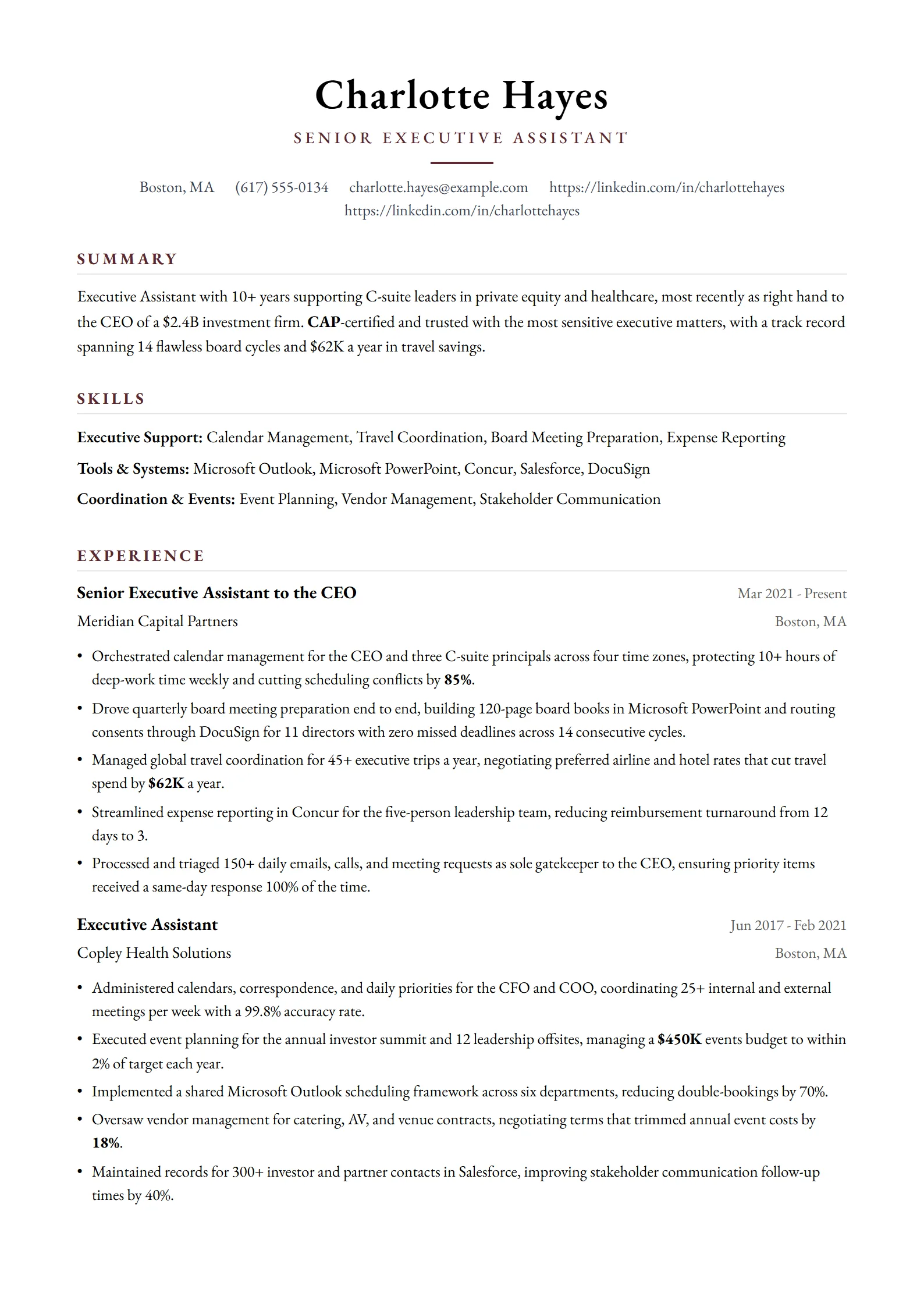 Garnet — Best for Executive Assistant template preview