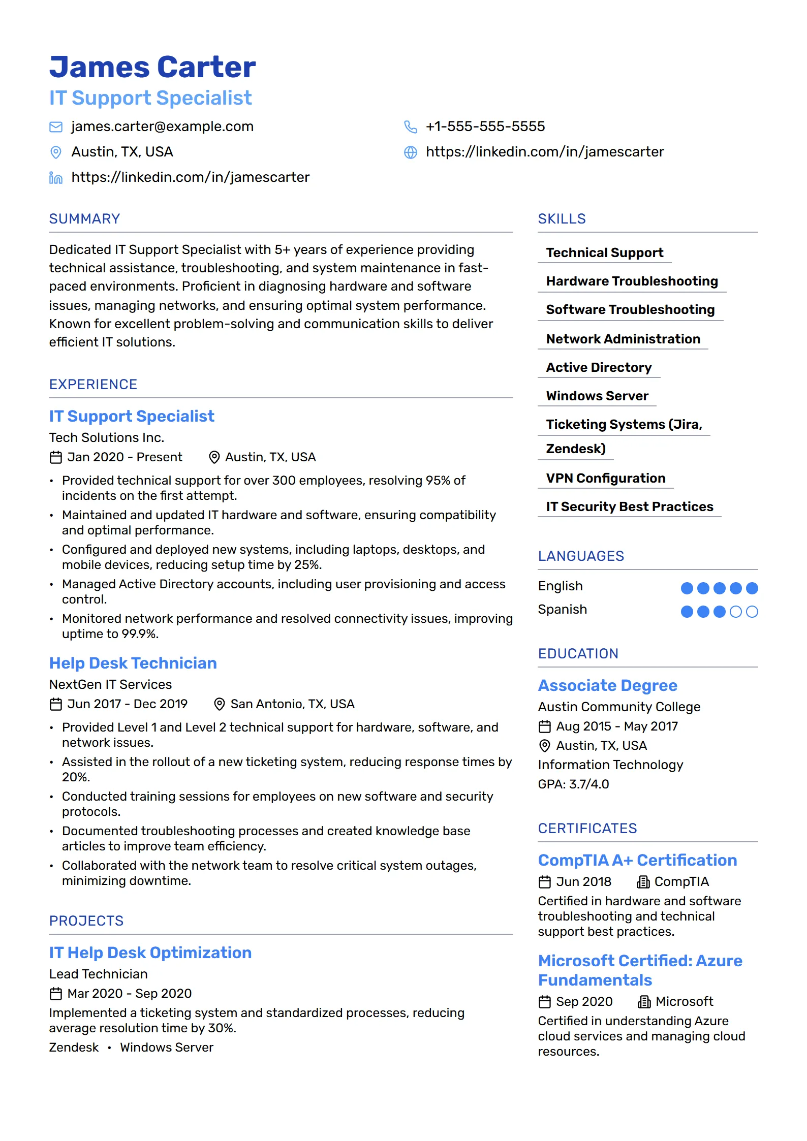 Beacon — Best for IT Support Specialist template preview