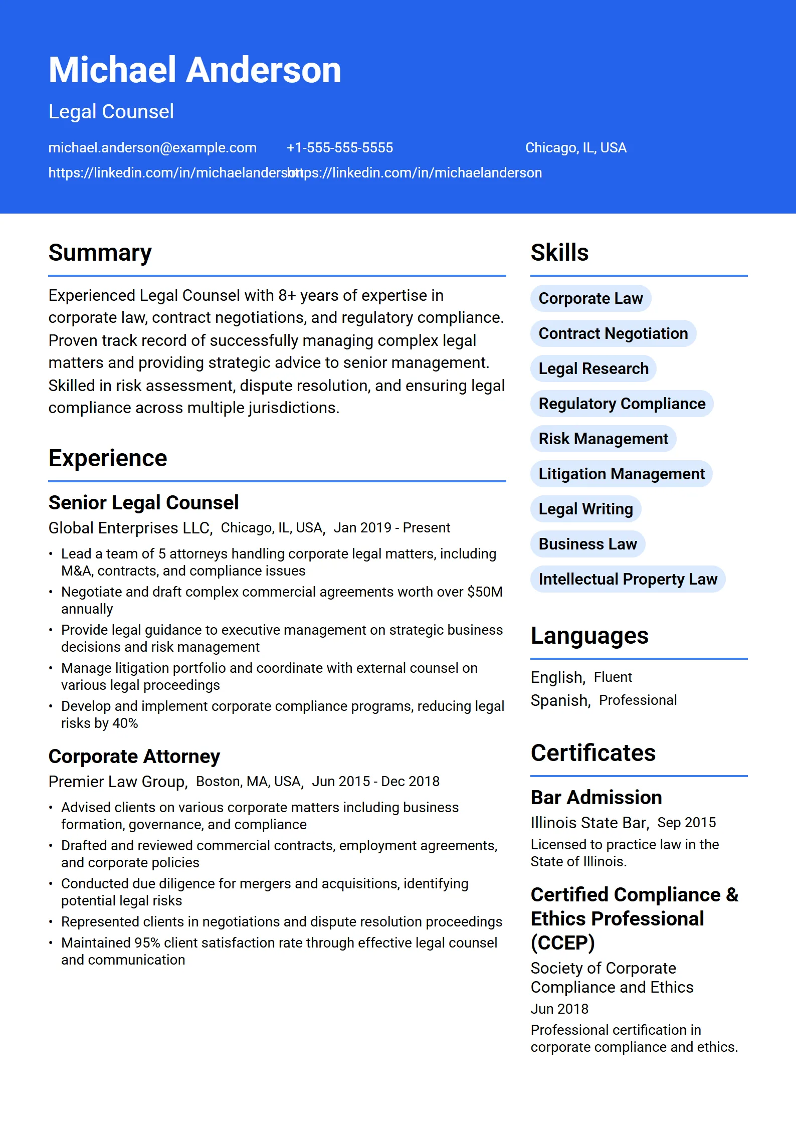 Cobalt — Best for Legal Counsel template preview