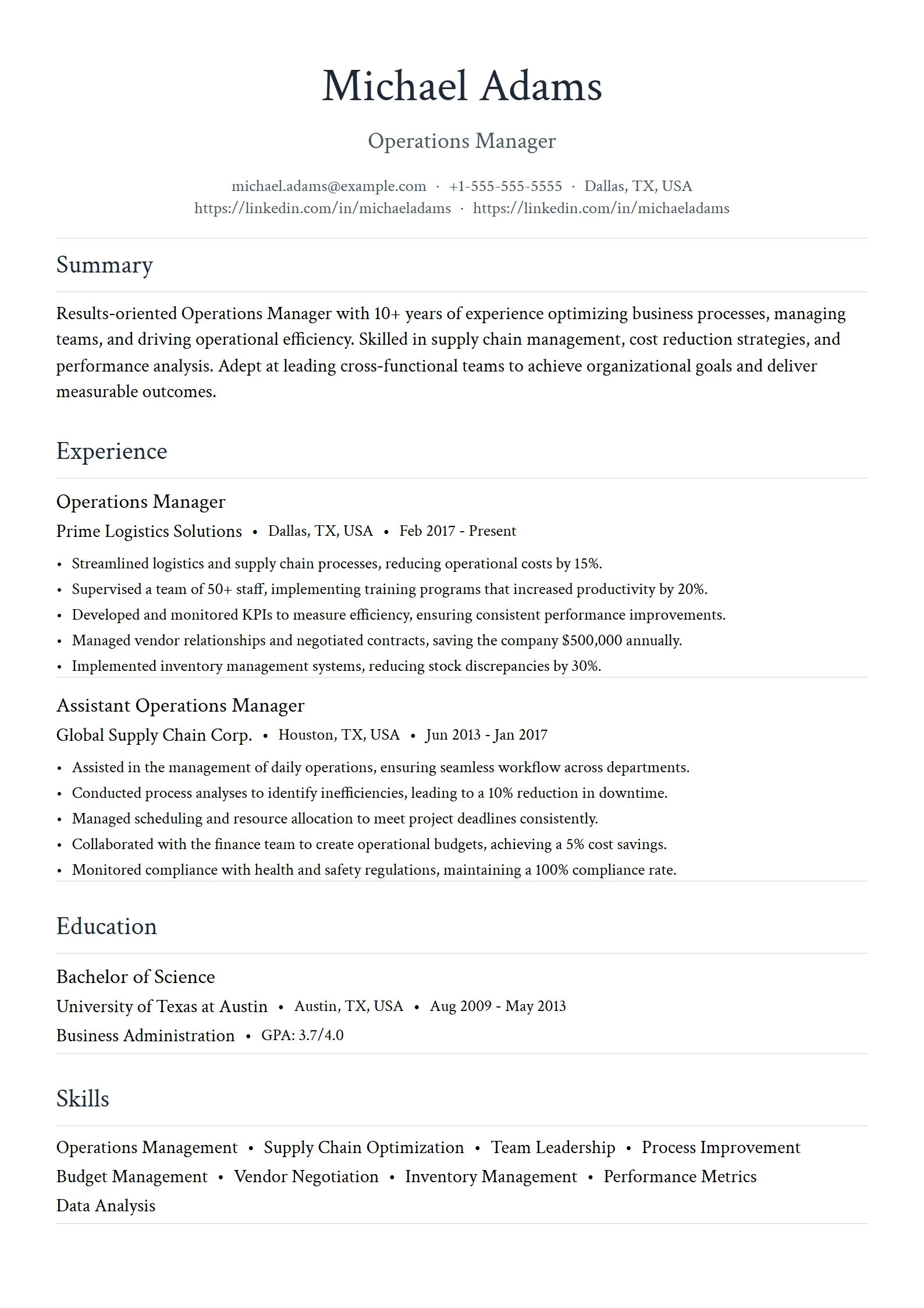 Regent — Best for Operations Manager template preview