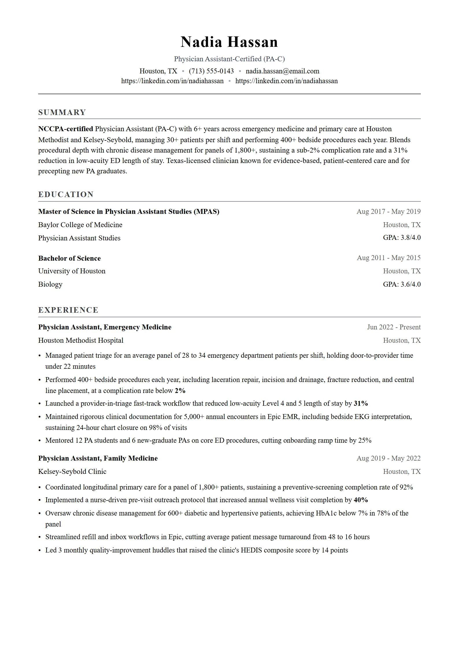 Parchment — Best for Physician Assistant template preview