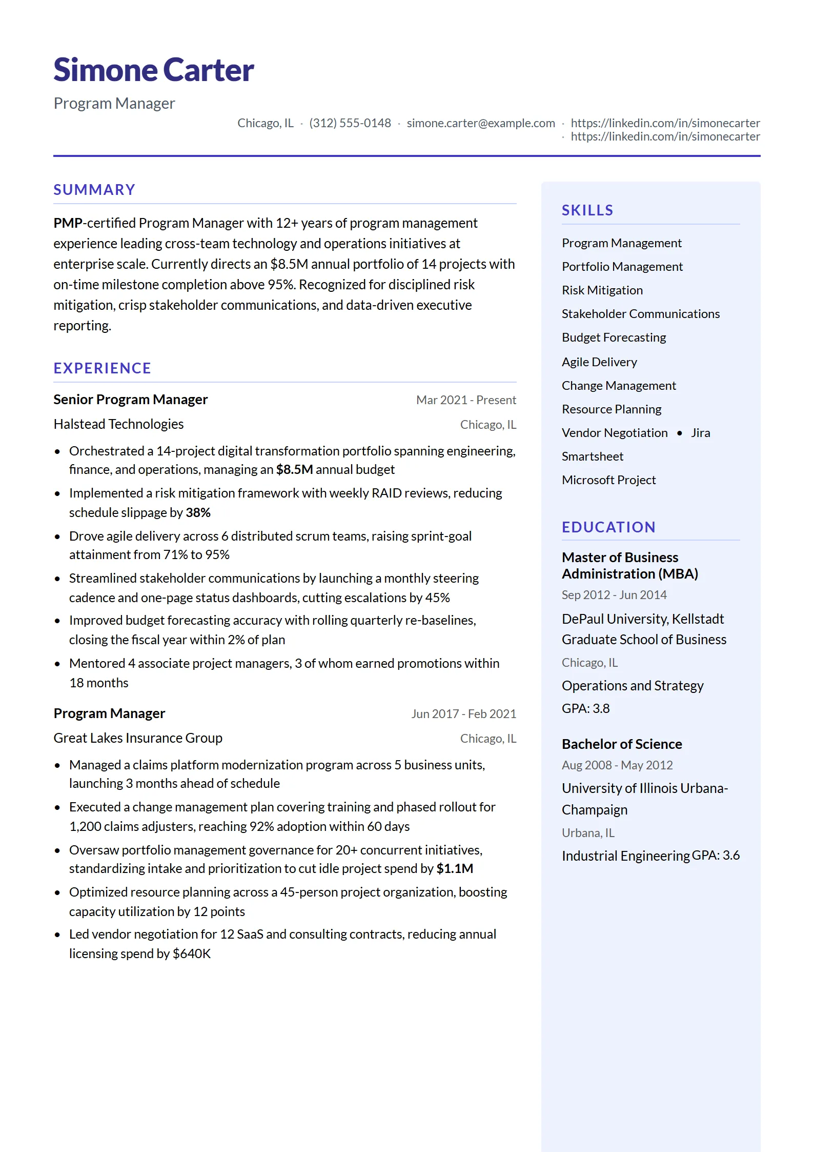 Iris — Best for Program Manager template preview