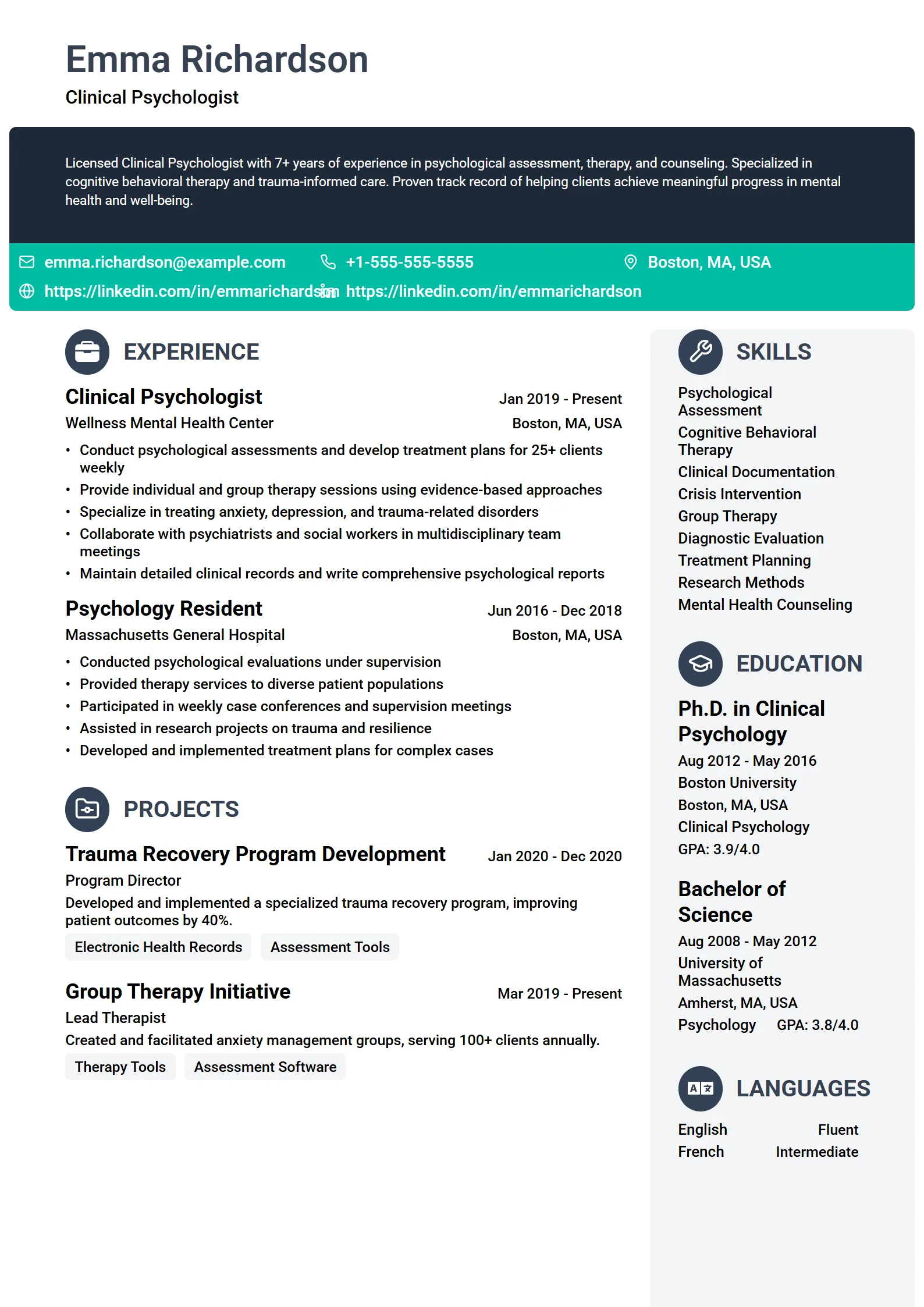 Marina — Best for Psychologist template preview