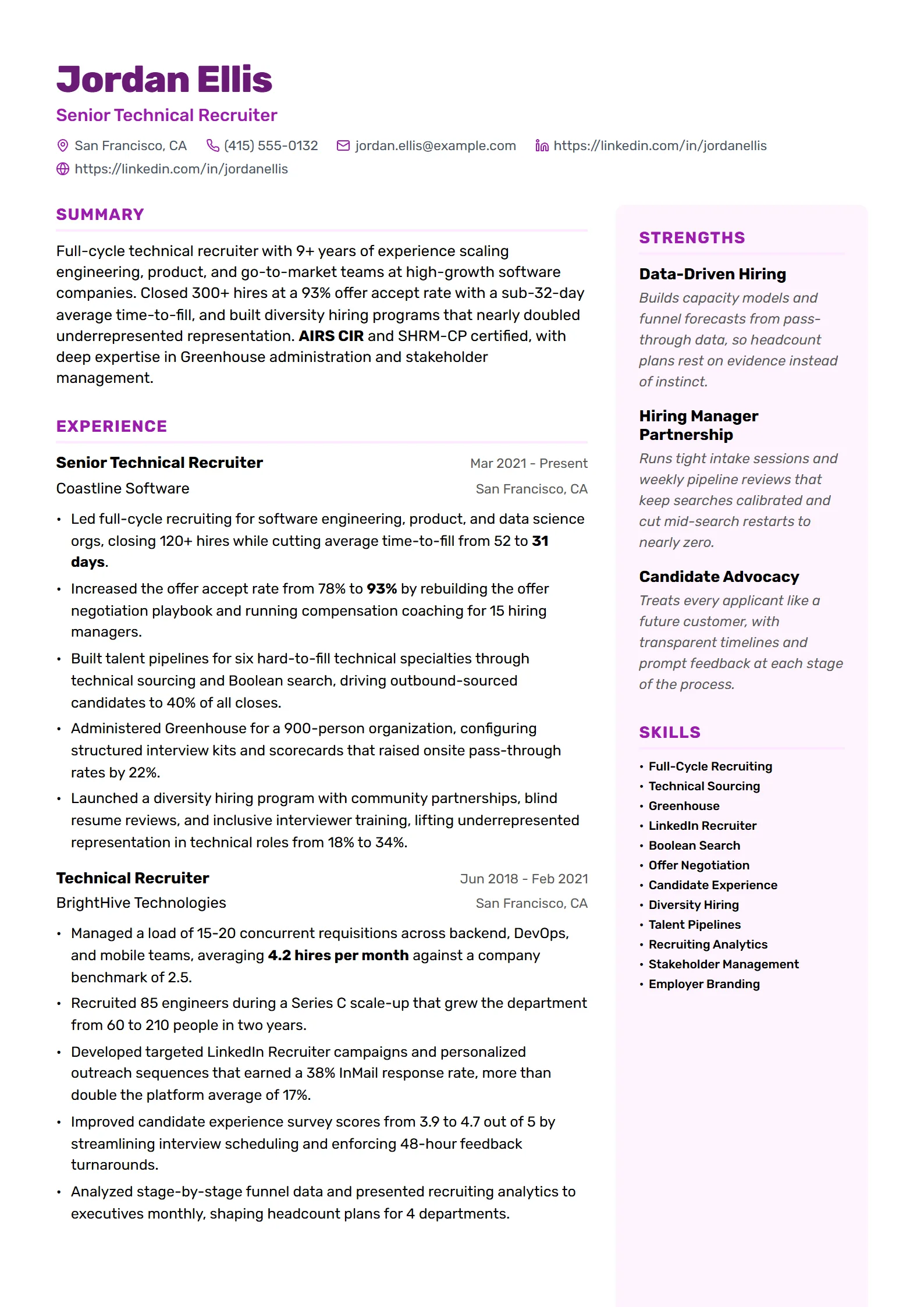 Amethyst — Best for Recruiter template preview