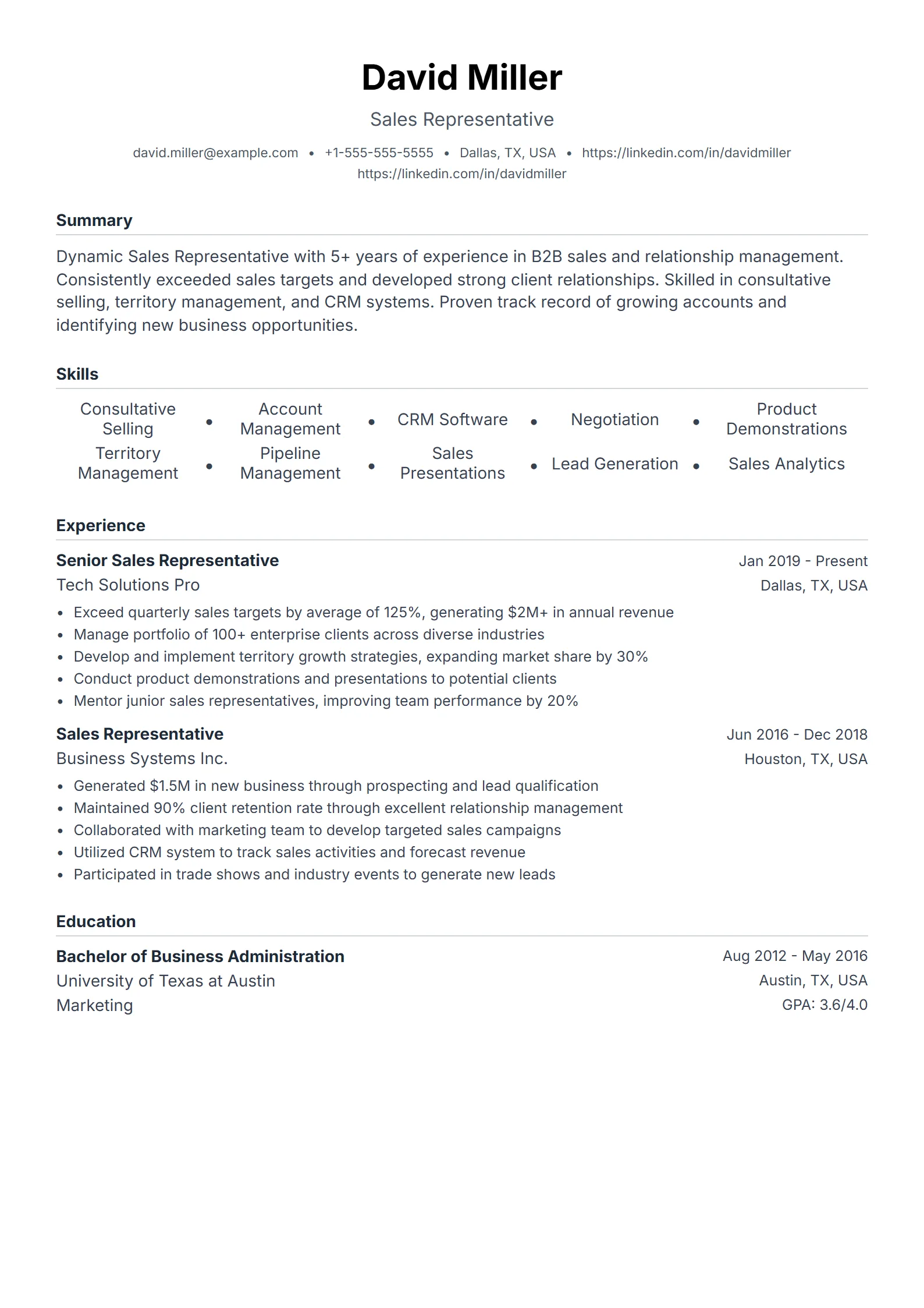 Vellum — Best for Sales Representative template preview
