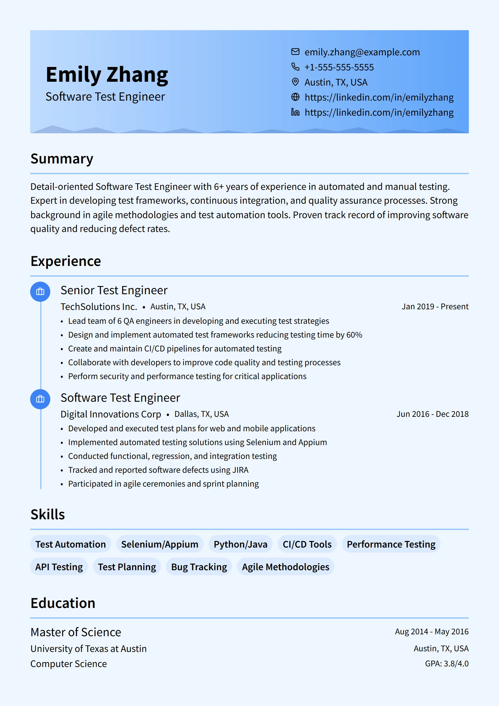 Ripple — Best for Software Test Engineer template preview